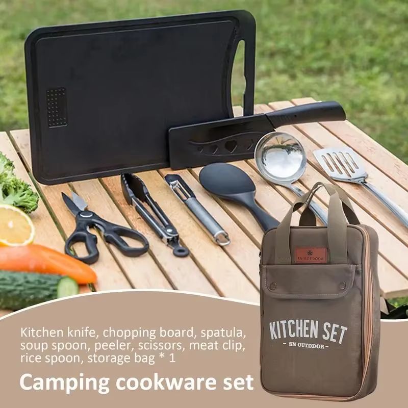 8 Buah Set Peralatan Masak Dap - Camping Cooking Utensil Bag ulasan dan harga