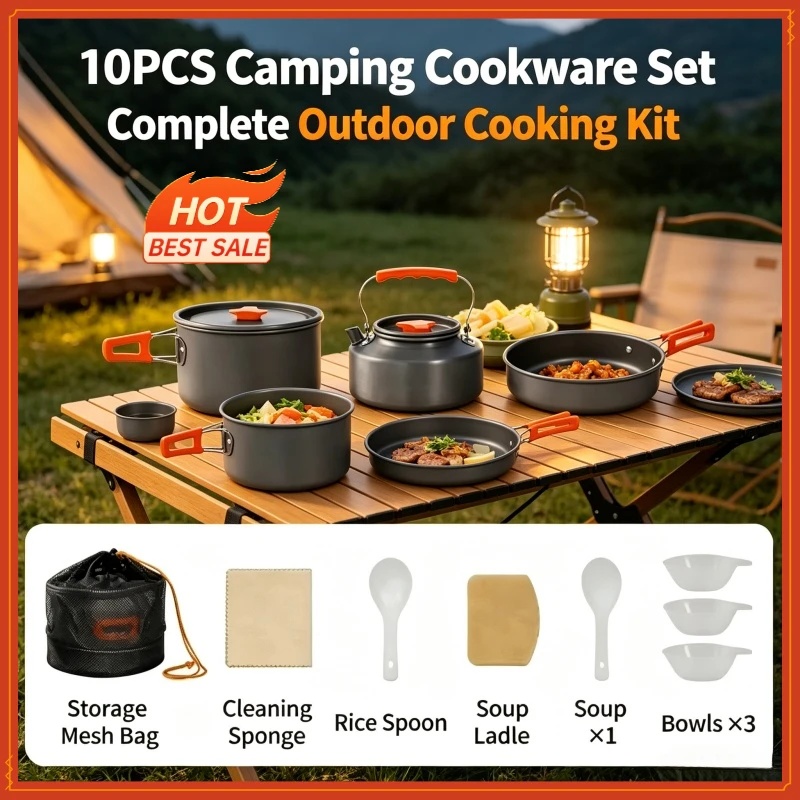 10Pcs Set Peralatan Masak Camp - Camping Cooking Utensil Bag ulasan dan harga