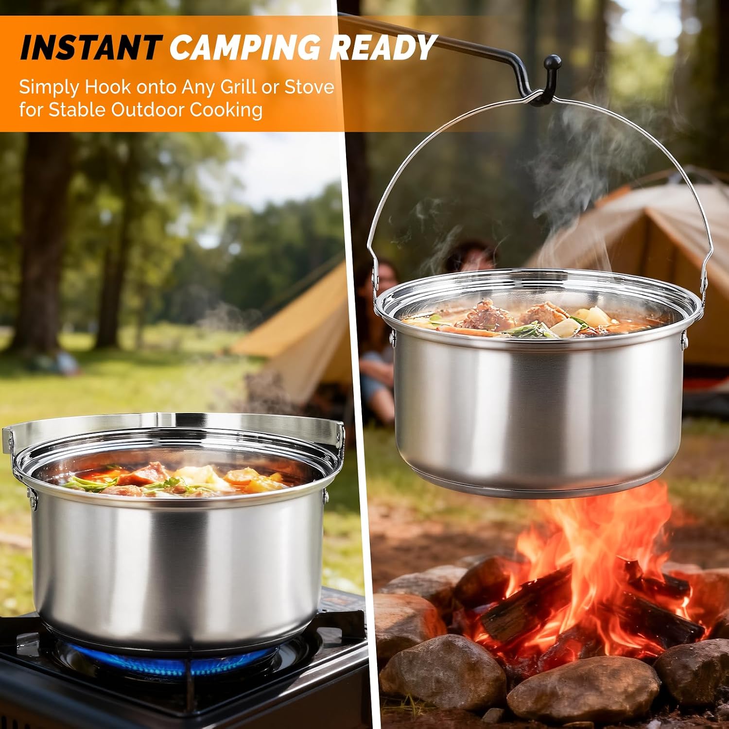 6pcs Set Peralatan Masak, Panc - Camping Cooking Open Fire ulasan dan harga